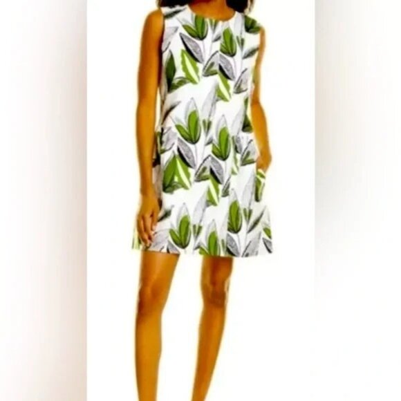 Tyler Boe Gabby Dress Style 40100P NEW with tags Ladies Size MED Leaf Print - Picture 1 of 11